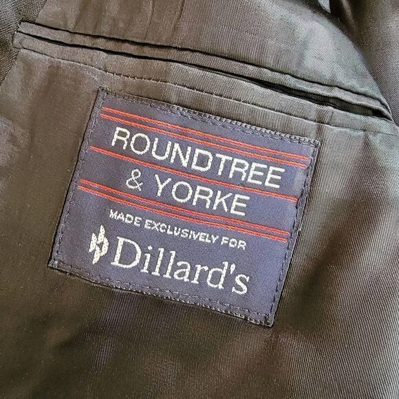 Roundtree & Yorke Dillard's Double Button Suit Jacket Black - Picture 2 of 14